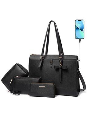 Womens Laptop Tote Bag Work Purse 15.6 Inch USB Charging Crossbody Handbag